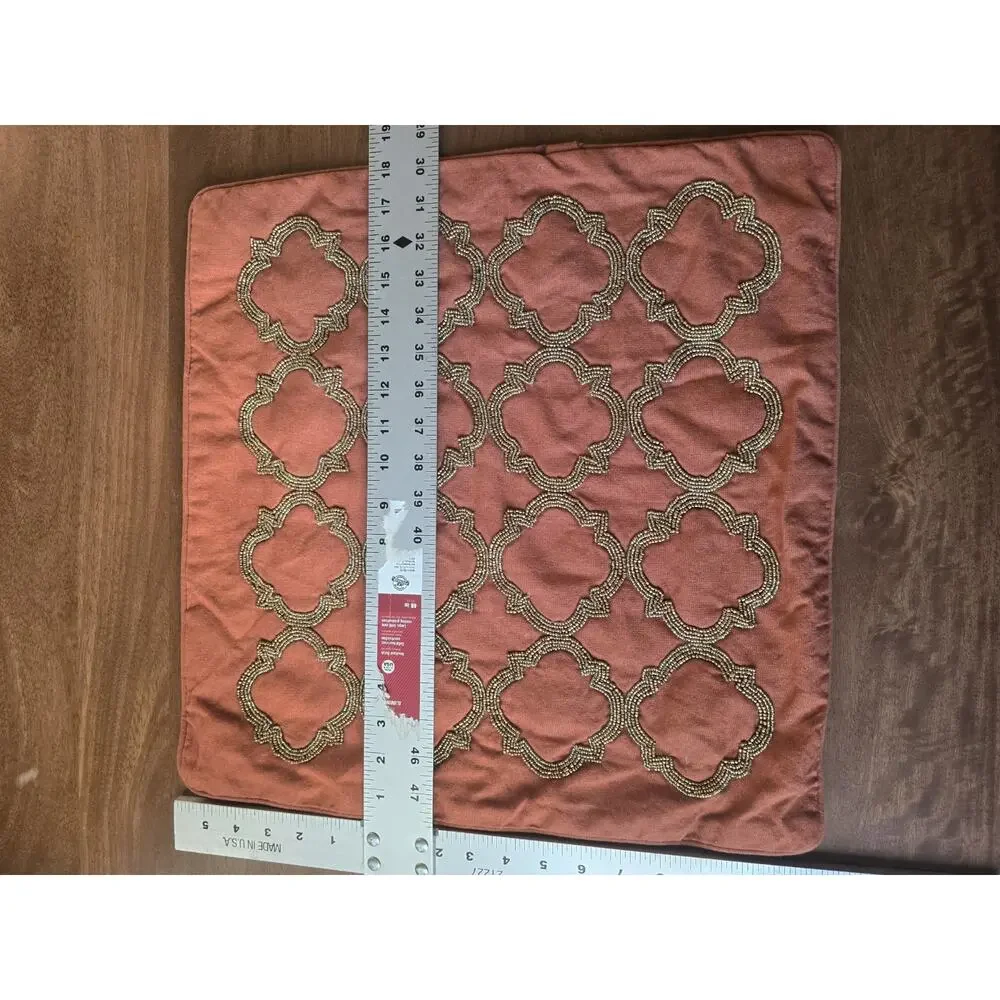 Vintage Pier 1 Pillow Cover Geometric Rust 18